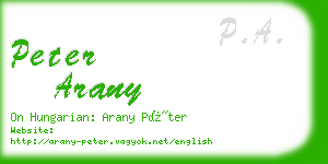 peter arany business card